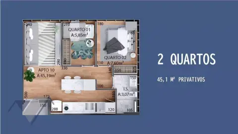 Apartamento com 2 quartos, 45 m², à venda por R$ 690.000 - Avenida Toledo - Centro - Cascavel/PR